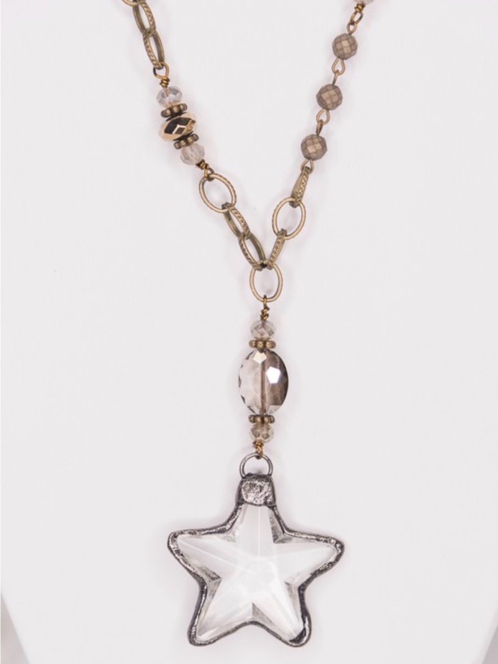 Crystal Star Pendant Necklace in Silver-Tone
